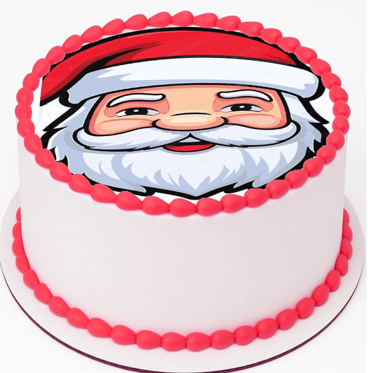 Custom Edible Cake Topper – Santa Claus Christmas Design – Pre-cut 8" Round Icing Sheet – RA Pape