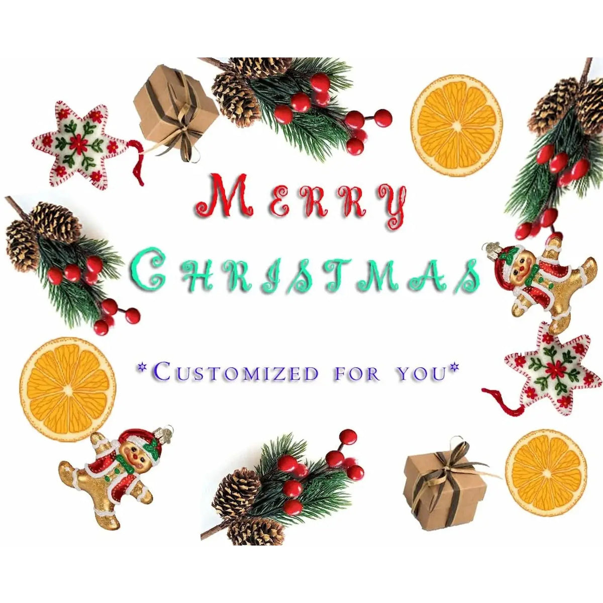 Season's Gathering Christmas edible icing sheet cake topper design.