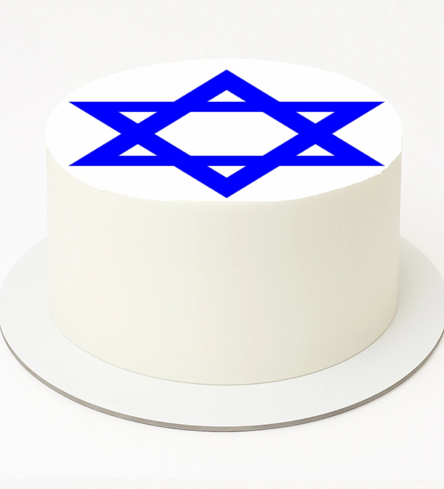 Cake topper highlighted with a blue Star of David on a edible image