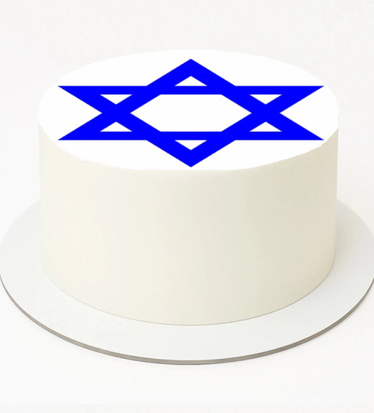 Custom Edible Cake Topper – Star of David Design – Pre-cut 8" Round Icing Sheet – RA Pape