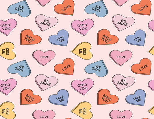 Custom Edible Cake Topper – Valentine Sweet Talk Candy Hearts Design – 1/4 Sheet Cake (9x13) – Precut Icing Sheet – RA Pape