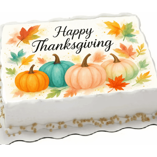 Thanksgiving Edible Image Cake Topper – Blushing Harvest Design – 1/4 Sheet Cake Precut Icing Sheet – RA Pape
