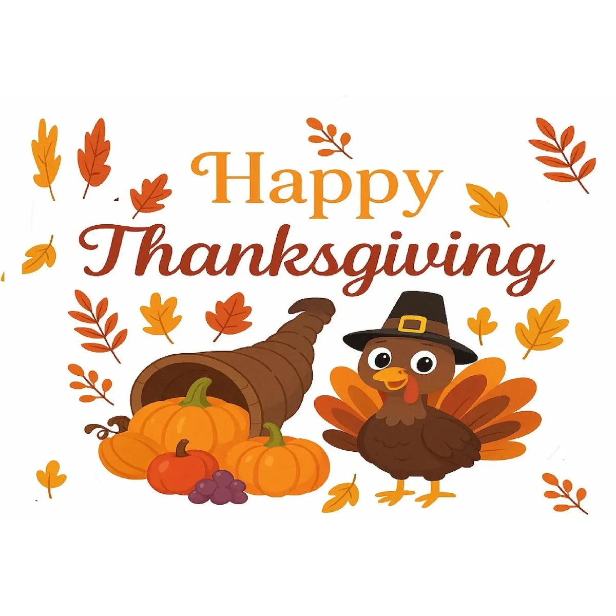 Cornucopia Cutie Thanksgiving edible icing cake topper sheet cake topper design.