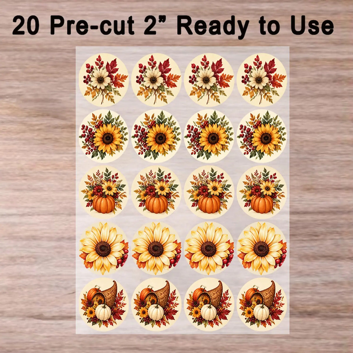 Thanksgiving Edible Image Cookie-Cupcake Topper - Fall in Bloom - 20 Precut Icing Sheet- RA Pape Just open peel and stick
