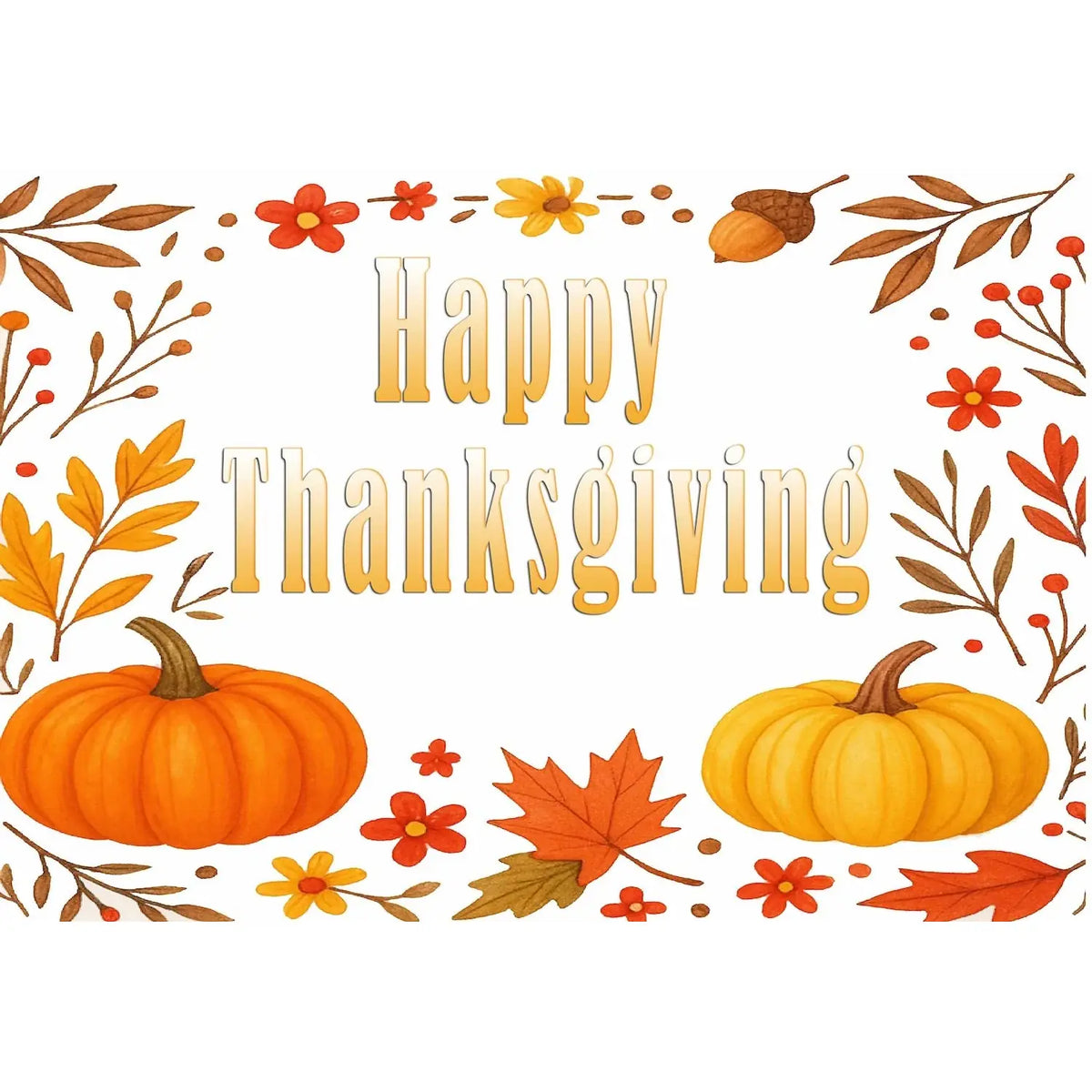 Fall in Bloom Thanksgiving edible icing cake topper sheet cake topper design.