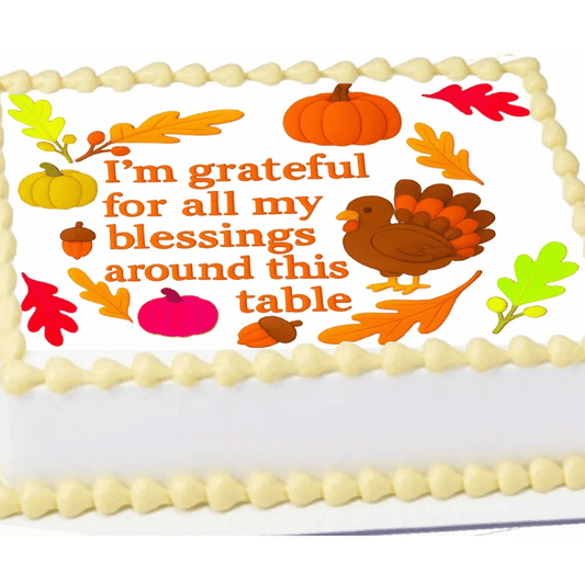 Thanksgiving Edible Image Cake Topper – 1/4 Icing Sheet – RA Pape