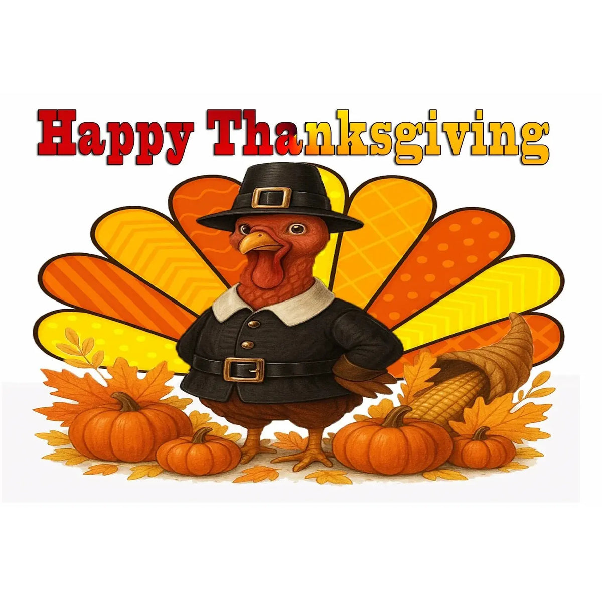 Gobble & Gather Thanksgiving edible icing cake topper sheet cake topper design.
