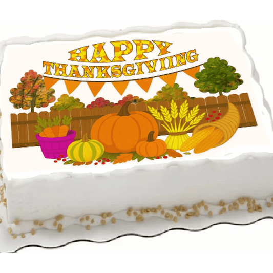 Thanksgiving Edible Image Cake Topper - Pumpkin Patch Party Design – 1/4 Icing Sheet – RA Pape