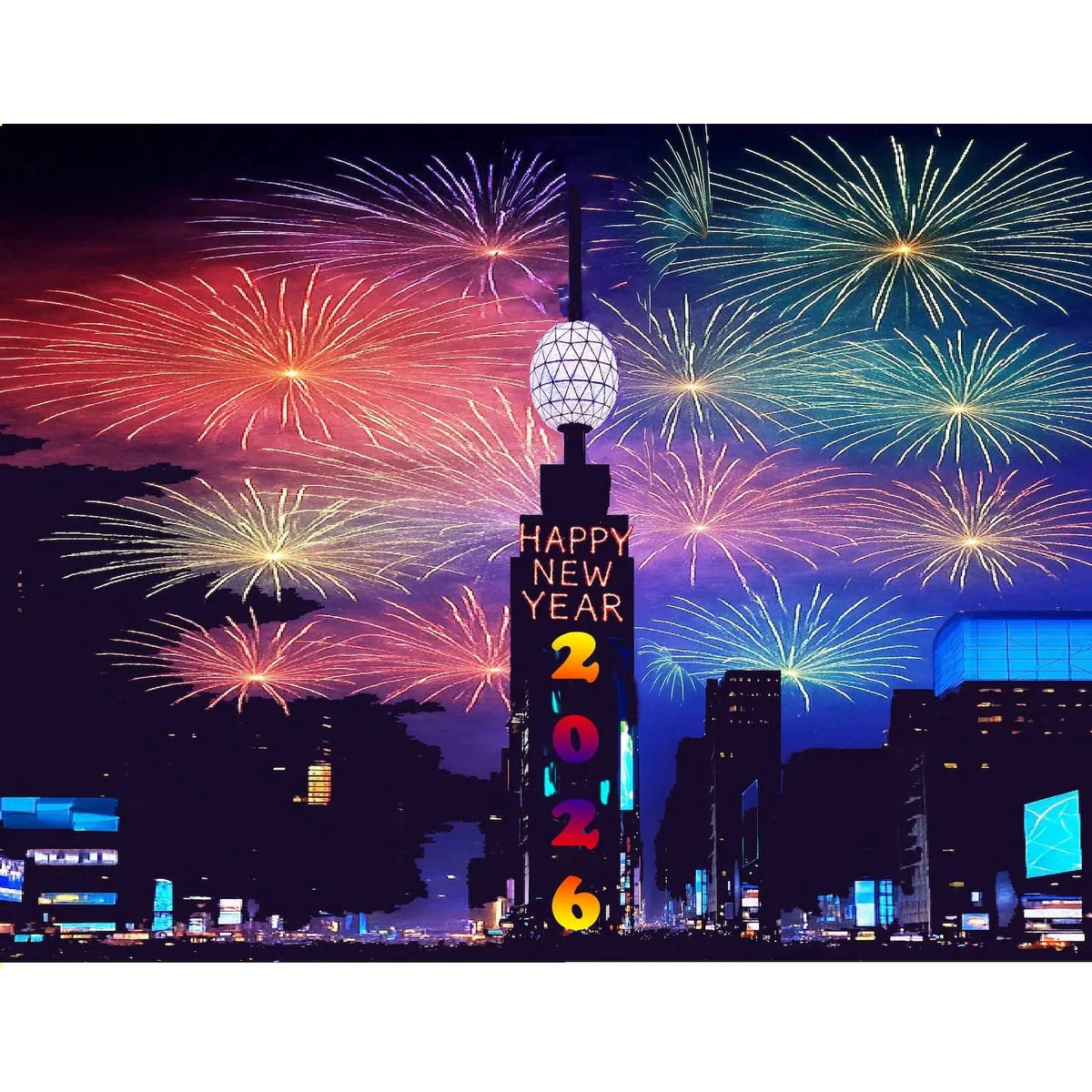 New Year's Edible Icing Sheet Cake Topper – Times Square sheet topper design.