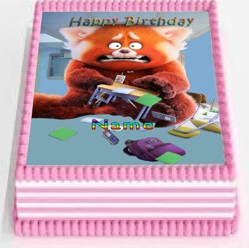 Edible Icing Images Sheet Cake Topper withTurning Red-themed decoration featuring text personalized with name and age