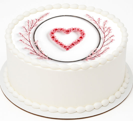 Custom Edible Cake Topper – Valentine Pink Whisper Heart Design – Pre-cut 8" Round Icing Sheet – RA Pape