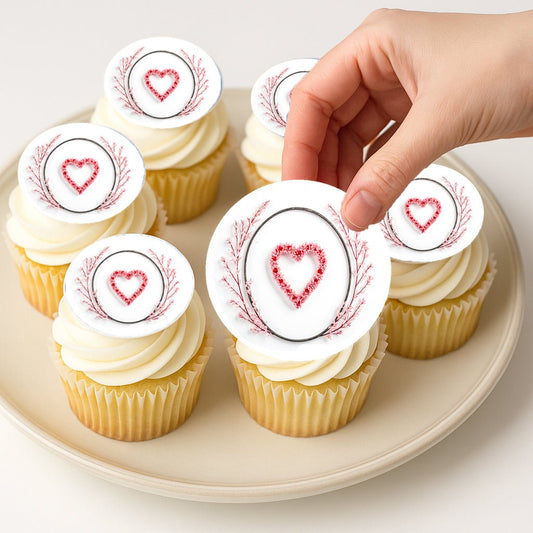 Custom Edible Cake Topper – Valentine Pink Whisper Heart Design – Icing Sheet Cookie & Cupcake Images –20 Pre-cut 2” Round– RA Pape