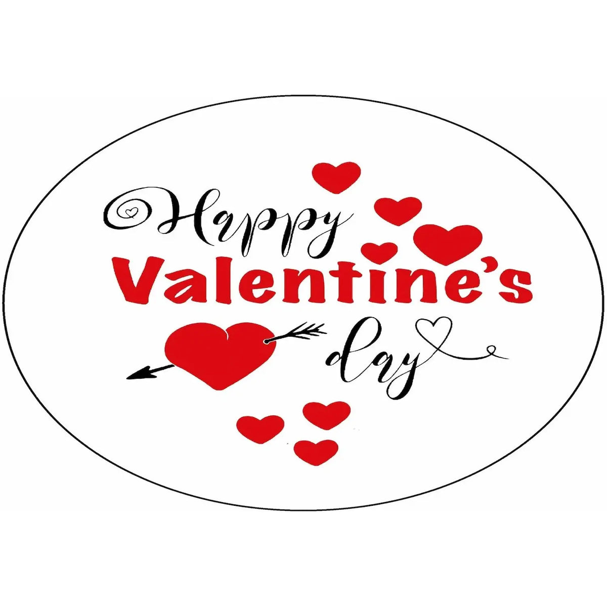 Valentine Hearts Valentine's Day Edible Icing Cake Topper – 8-Inch Round, round design with red hearts.