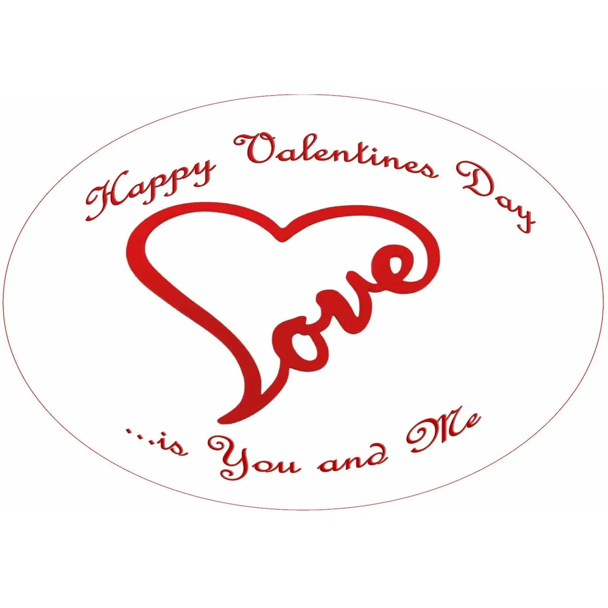 Love Is... Valentine's Day Edible Icing Cake Topper – 8-Inch Round, round design with a red heart and script.