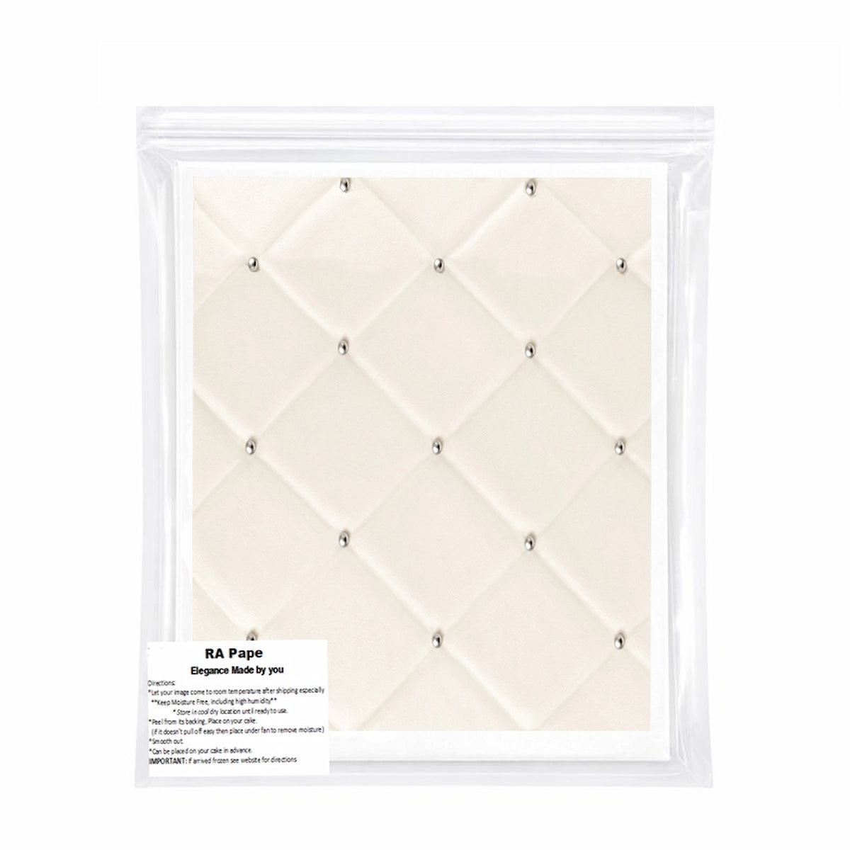 Ivory Tufted Wedding Custom Edible Image Cake Wrap – Seamless Icing Sheet