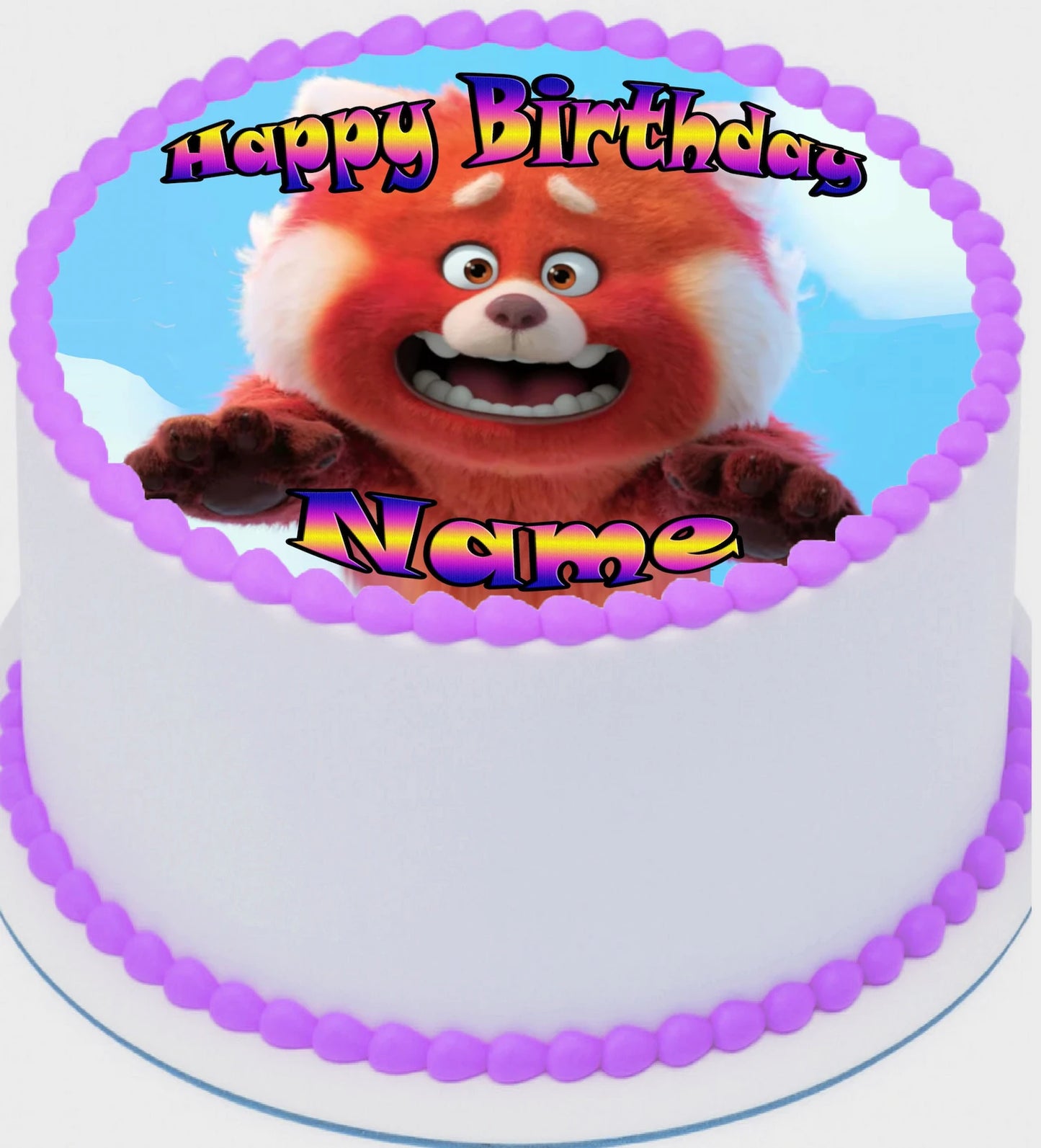 Edible Image birthday cake topper cake with a turning red character and 'Happy Birthday' text