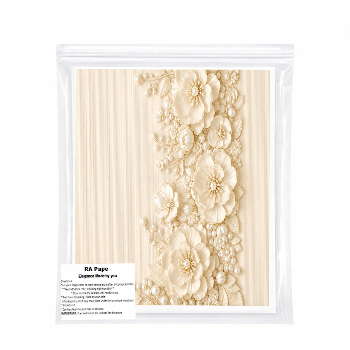 Ivory Wedding Custom Edible Image Cake Wrap – Seamless Icing Sheet