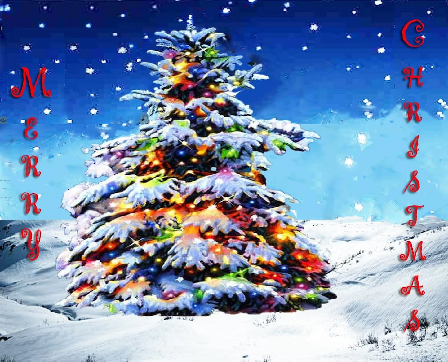 Wintery Snow Covered Trees Christmas Edible Image Sheet Cake Topper - Brillent Colors