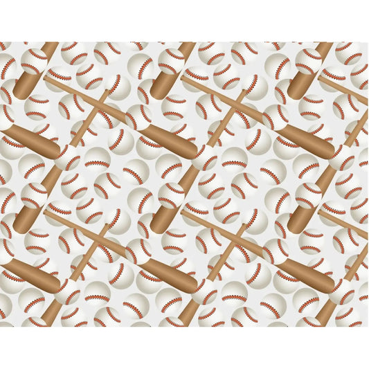 Baseball Game Edible Icing Sheet Cake Topper, sheet design with baseballs and bats.