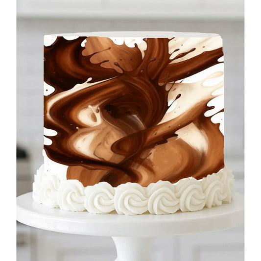 Fluid Harmony Cocoa Whirl design selection seamless edible icing cake wrap | RA Pape
