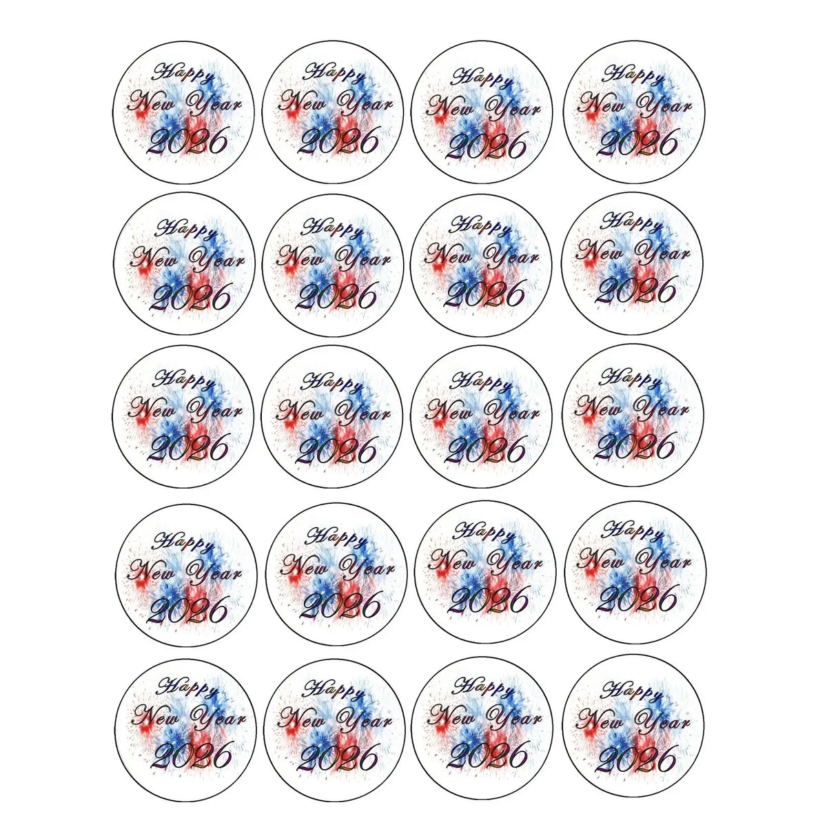 Red, White & Blue Fireworks Edible Cookie & Cupcake Toppers – 20 Precut 20 precut topper designs.