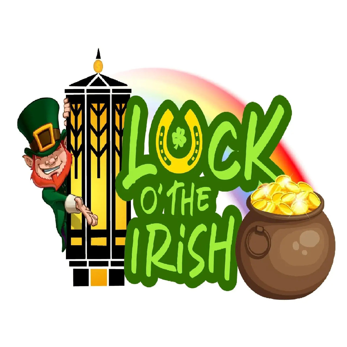 St. Patrick's Day edible icing cake topper with Luck of the Irish and pot of gold, sheet design.