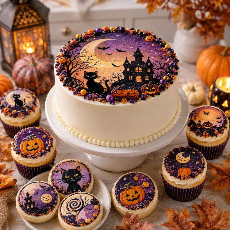 Halloween Edible Image Cake Topper - Spooky Sweet - Easy to Use Icing Image