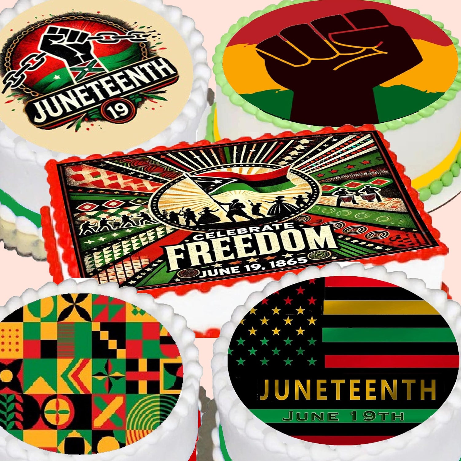 Juneteeth Edible Image Sheet Cake Toppers