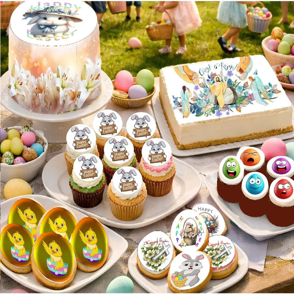 Easter edible icing cake and cookie toppers collection