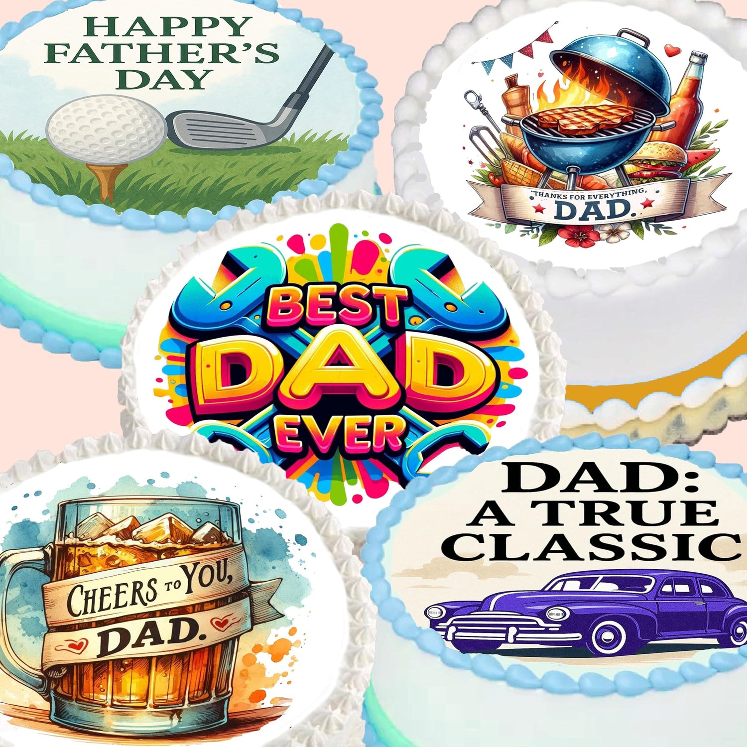 Fathers Day Edible Image Sheet Cake Toppers many Designs