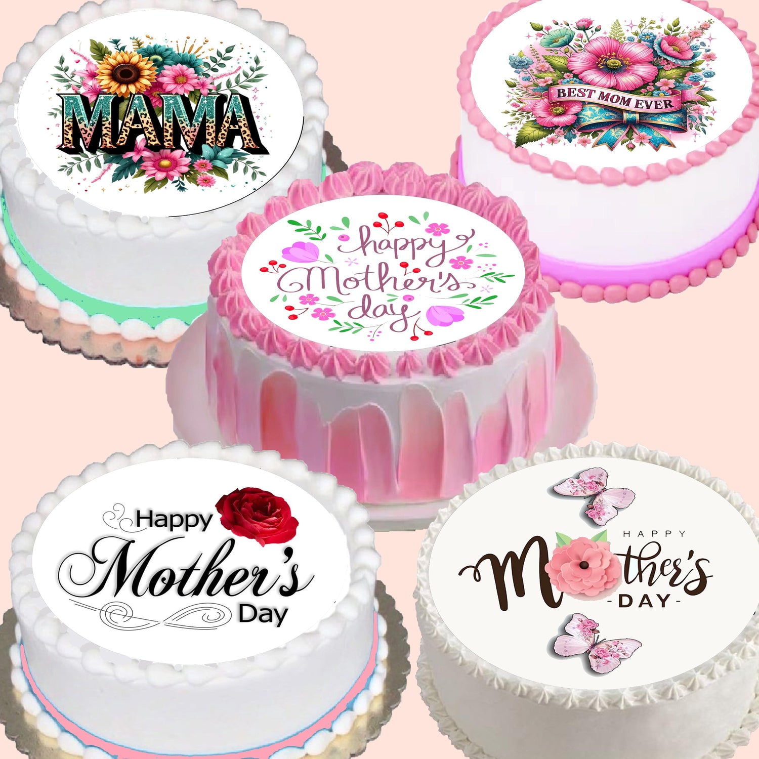 Mothers Day Edible Image Sheet Cake Toppers