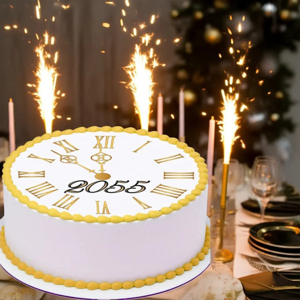 New Year's edible icing cake and cookie toppers collection