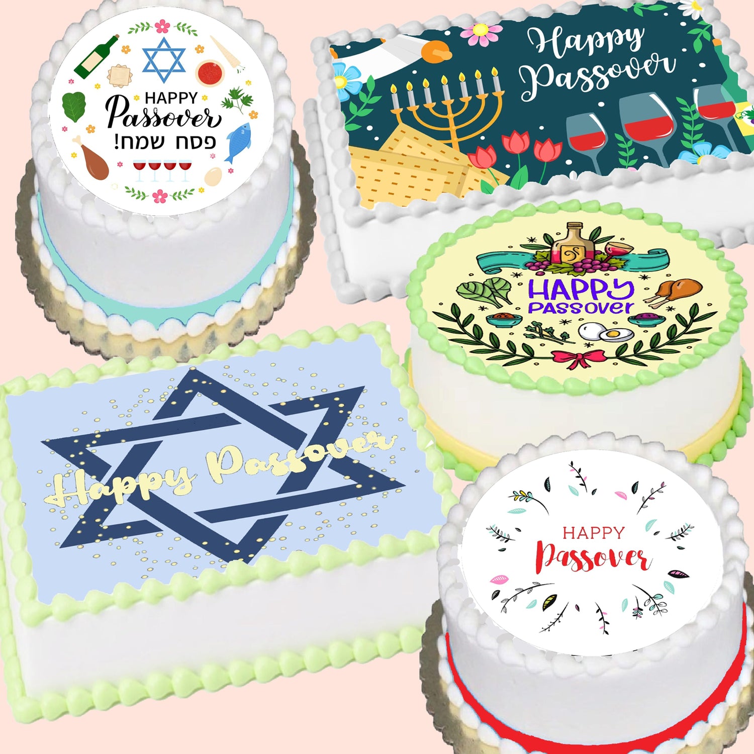Passover Edible Image Sheet Cake Topper Designs