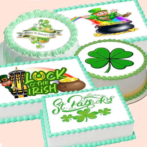 St. Patrick's Day edible icing cake and cookie toppers collection