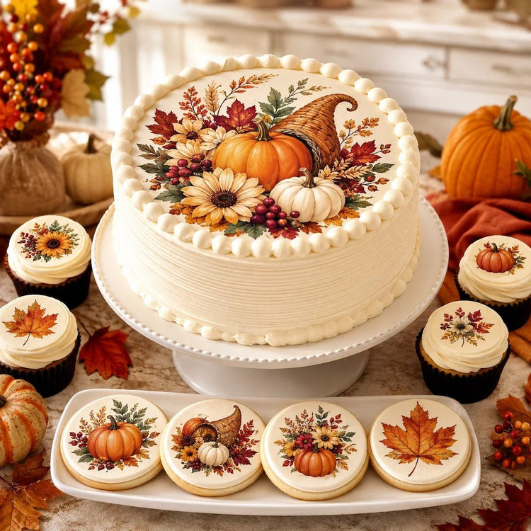 Thanksgiving Edible Image Cake Topper - Easy to Use - RA Pape Edible Icing Images