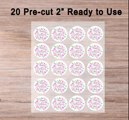 Sheet of round 20 Mother's Day Beautiful Edible Image Cookie & Cupcake Toppers