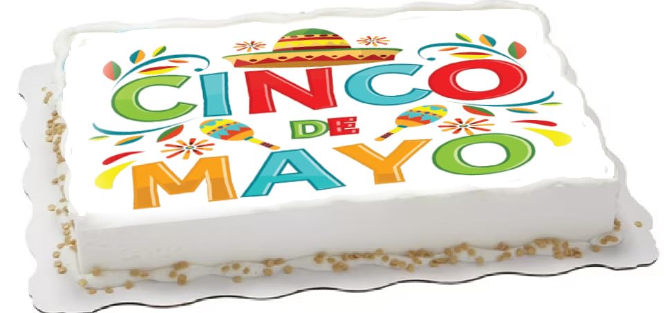 Cinco De Mayo Edible Image Sheet Cake Topper - Precut Easy To Use