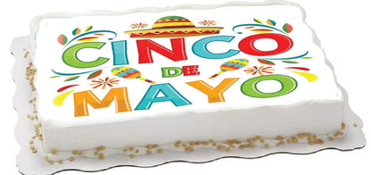 Cinco De Mayo Edible Image Sheet Cake Topper - Precut Easy To Use
