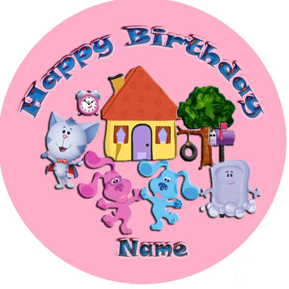 Pink Blue Clues Edible Image Cake Topper