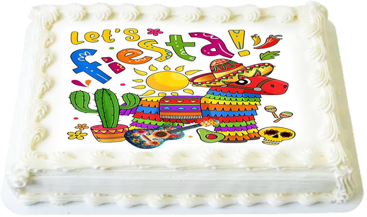 Cinco De Mayo Lets Fiesta Edible Image Sheet Cake Topper - Precut Easy To Use