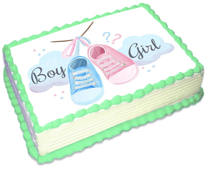 Baby Shoes  Baby Shower - Announcement - Gender Reveal - Edible Image Cake Topper