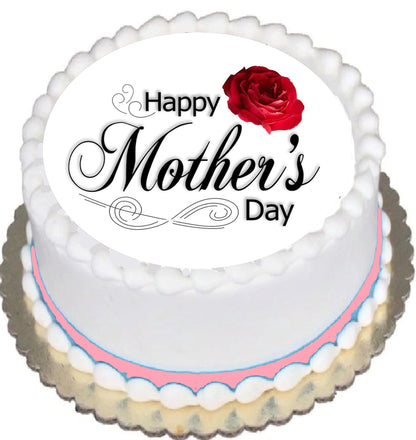 Mothers Day Red Rose Edible Image Sheet Cake Topper - Precut Easy To Use