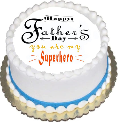 Fathers Day Superhero Edible Image Sheet Cake Topper - Precut Easy To Use