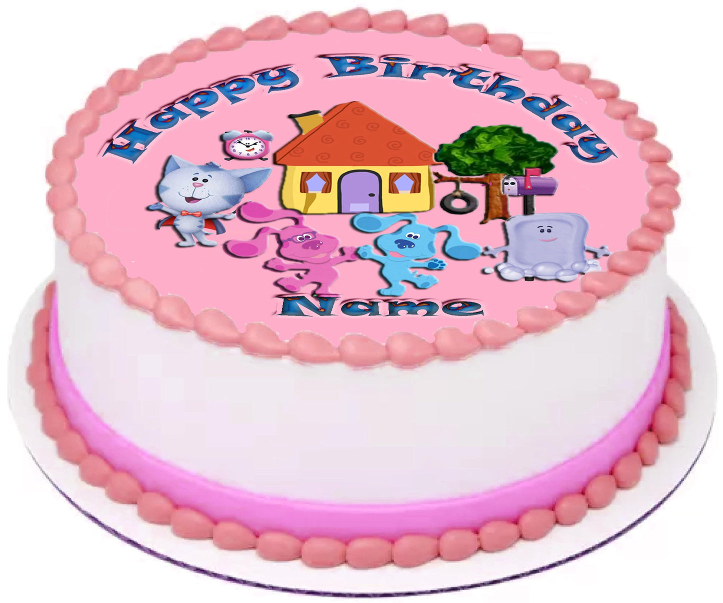Pink Blue Clues Edible Image Cake Topper