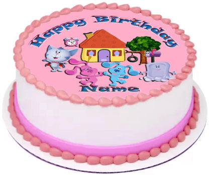 Pink Blue Clues Edible Image Cake Topper