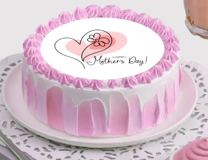 Mothers Day Heart Edible Image Sheet Cake Topper - Precut Easy To Use