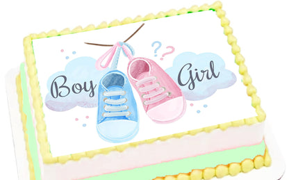 Baby Shoes  Baby Shower - Announcement - Gender Reveal - Edible Image Cake Topper