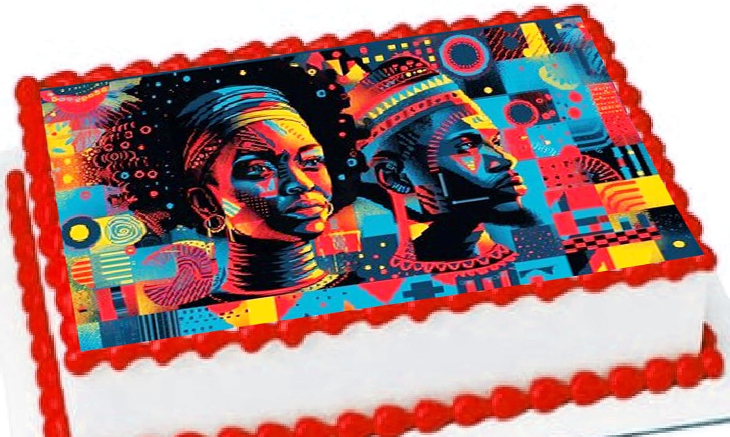 Juneteenth Strong and powerful Edible Image Sheet Cake Topper - Precut Easy To Use