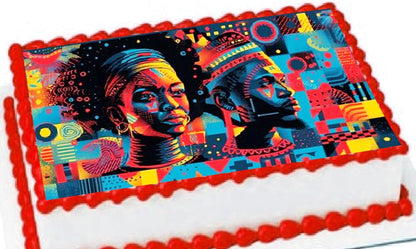 Juneteenth Strong and powerful Edible Image Sheet Cake Topper - Precut Easy To Use