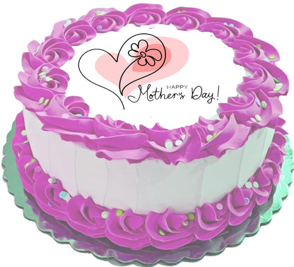 Mothers Day Heart Edible Image Sheet Cake Topper - Precut Easy To Use